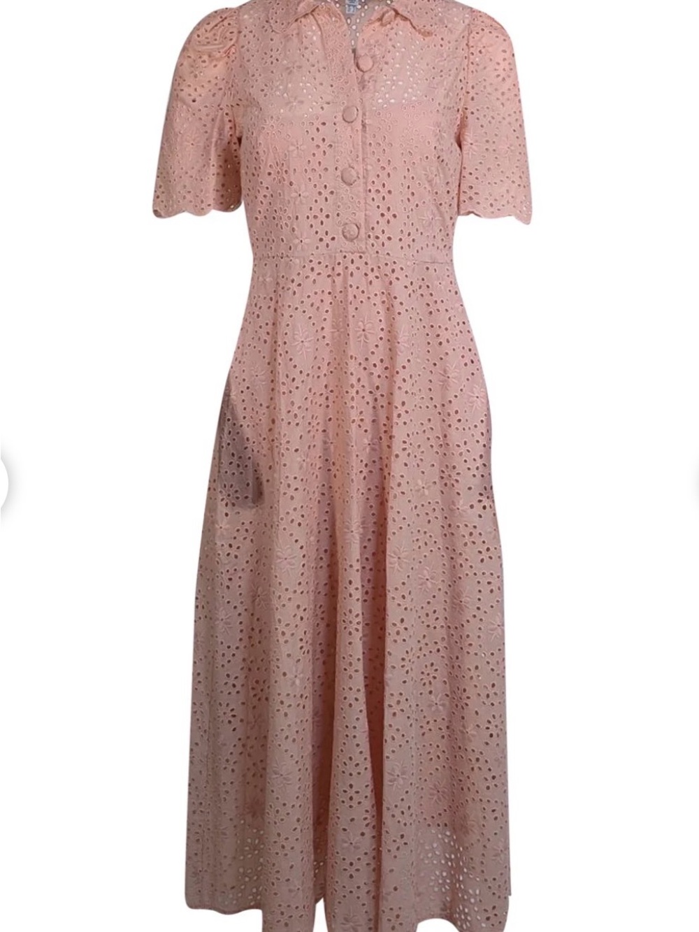 LK Bennett Blush Pink Eyelet Maxi Dress